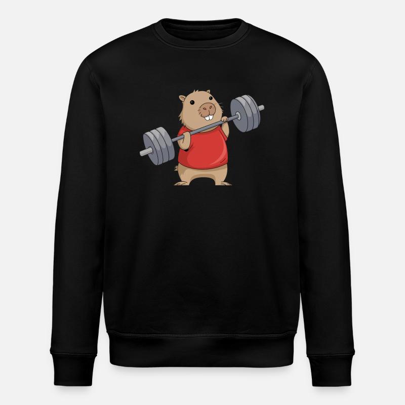 Mignon Capybara Haltérophilie Dessin Animé - Sweat bio ROLLER Stanley/Stella Unisexe - noir