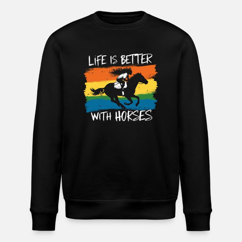 Pferde machen das Leben schöner - Stanley/Stella Unisex Bio-Sweatshirt ROLLER - Schwarz