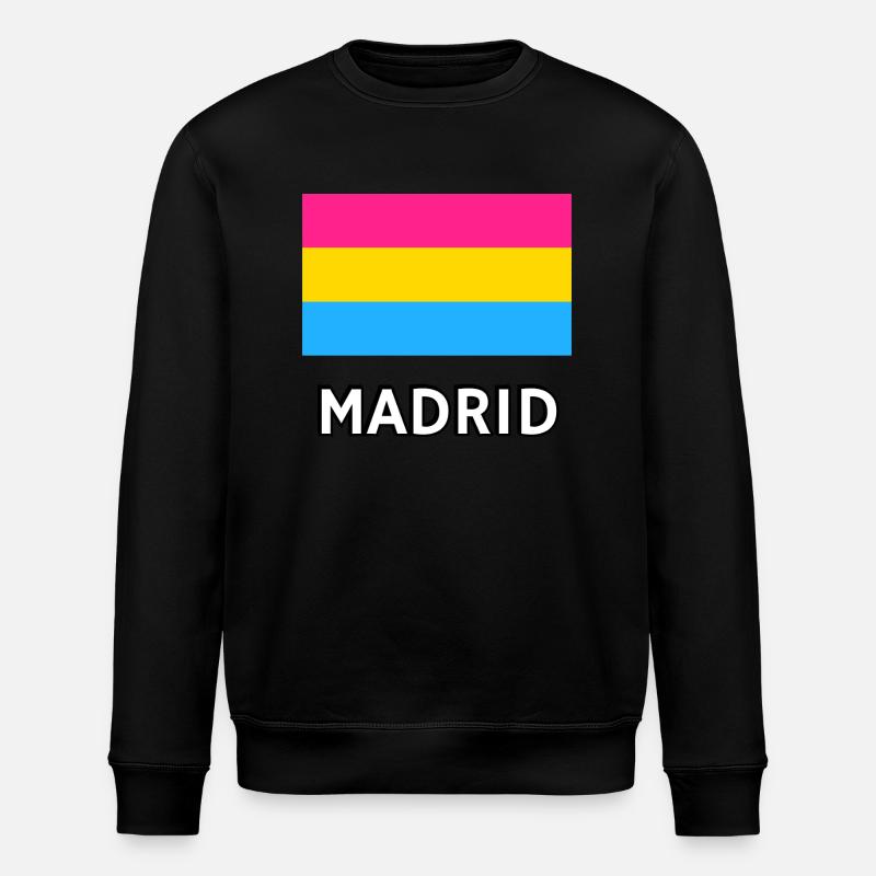 Pan Pride Flag Madrid - Stanley/Stella ROLLER Unisex Organic Sweatshirt - black
