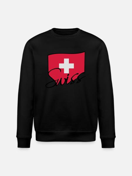 Swiss Flag Logo - Stanley/Stella ROLLER Unisex Organic Sweatshirt - black