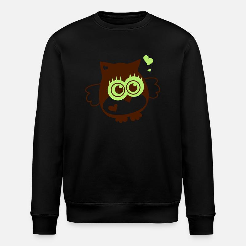 Eule - Kawaii mit Herzen - Stanley/Stella Unisex Bio-Sweatshirt ROLLER - Schwarz