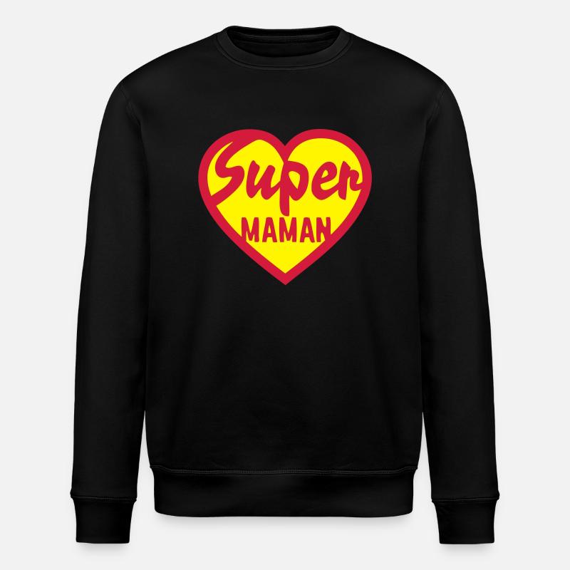 coeur heart super maman - Sweat bio ROLLER Stanley/Stella Unisexe - noir
