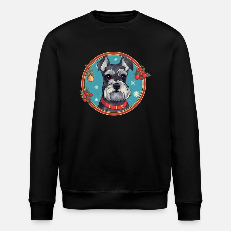 Zwergschnauzerhund Weihnachten, Liebeshunde - Stanley/Stella Unisex Bio-Sweatshirt ROLLER - Schwarz