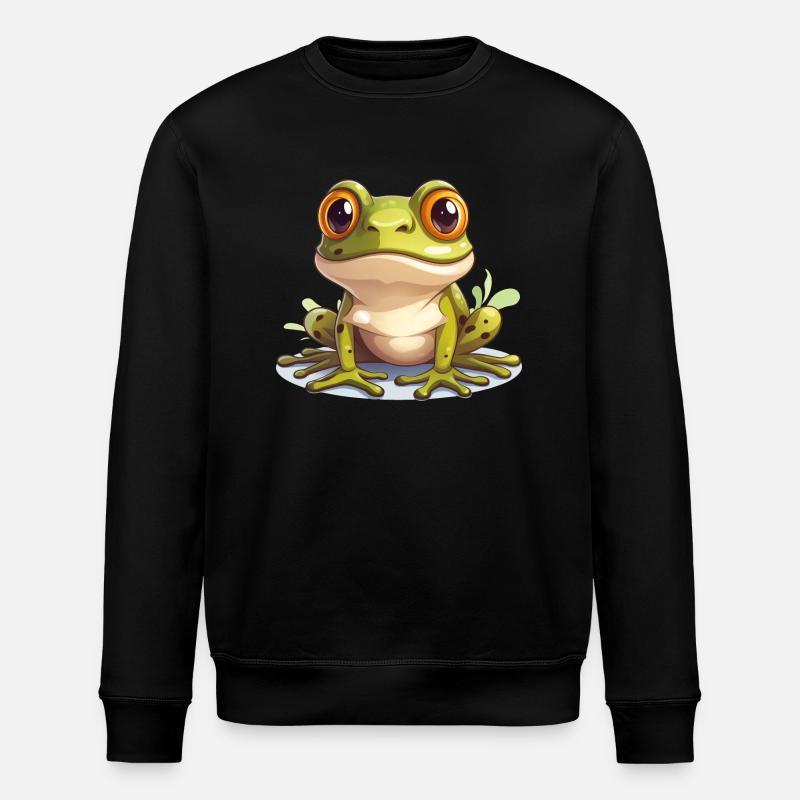 Frog Cute Logo - Stanley/Stella ROLLER Unisex Organic Sweatshirt - black