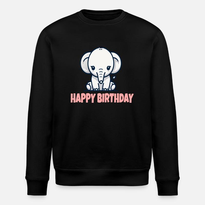 Eléphant Happy Birthay - Sweat bio ROLLER Stanley/Stella Unisexe - noir