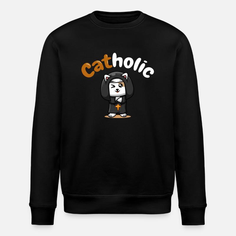 Catholic Katzentshirt Lustig Geschenk - Stanley/Stella Unisex Bio-Sweatshirt ROLLER - Schwarz