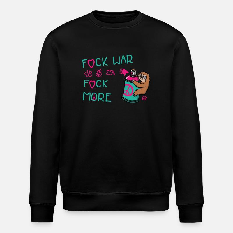 Hippie Sloth | Peace Movement - Stanley/Stella ROLLER Unisex Organic Sweatshirt - black