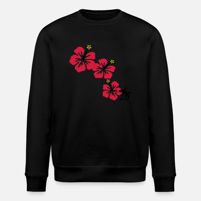 HIBISCUS mit GECKO - Stanley/Stella Unisex Bio-Sweatshirt ROLLER - Schwarz