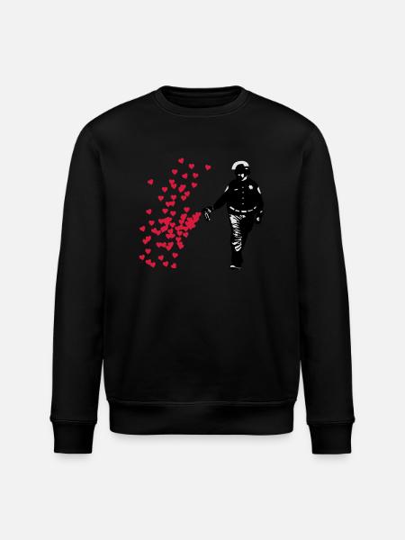 Stencil Police - Street Art Pepper Spray Cop heart - Stanley/Stella ROLLER Unisex Organic Sweatshirt - black