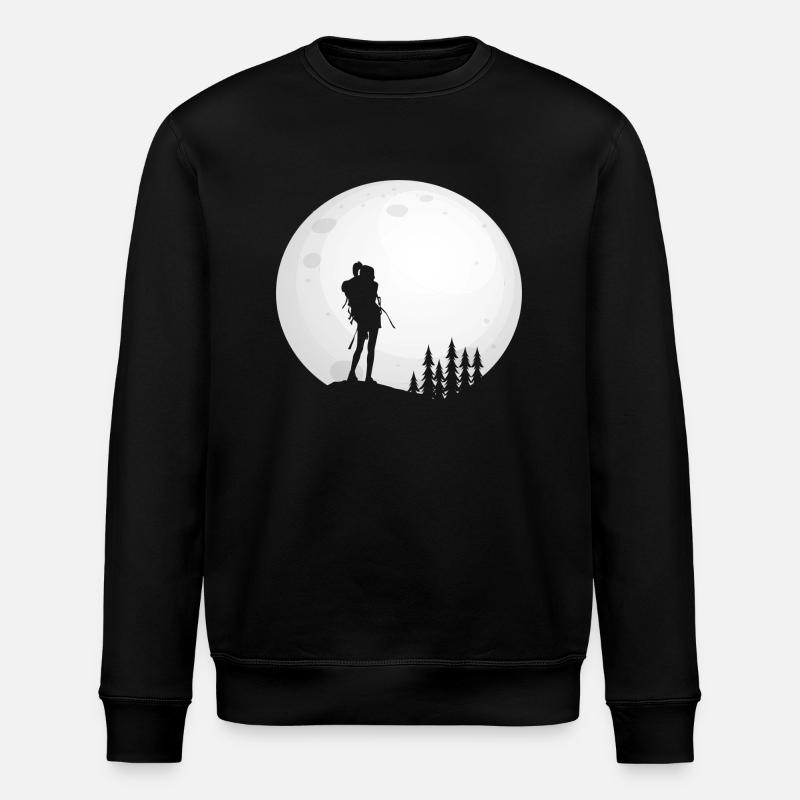 Hiking MountainMountains Moon - Stanley/Stella ROLLER Unisex Organic Sweatshirt - black