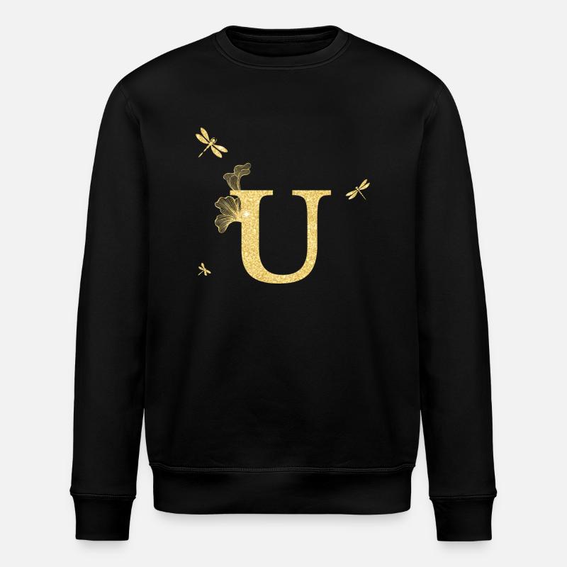 Lettre u paillettes doré libellule - idée cadeau - Sweat bio ROLLER Stanley/Stella Unisexe - noir