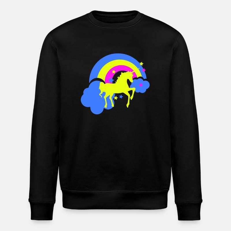 einhorn regenbogen - Stanley/Stella Unisex Bio-Sweatshirt ROLLER - Schwarz