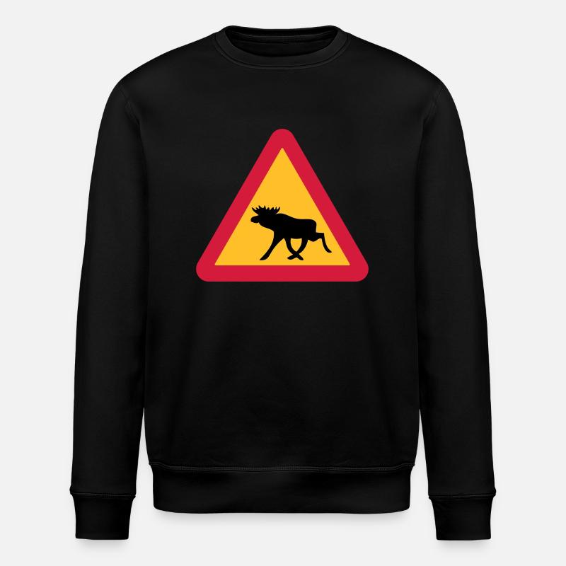 Caution Moose! - Stanley/Stella ROLLER Unisex Organic Sweatshirt - black