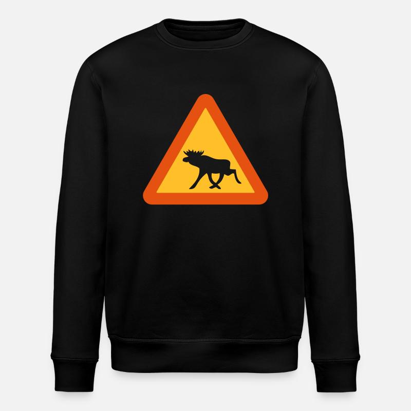 Caution Moose! - Stanley/Stella ROLLER Unisex Organic Sweatshirt - black