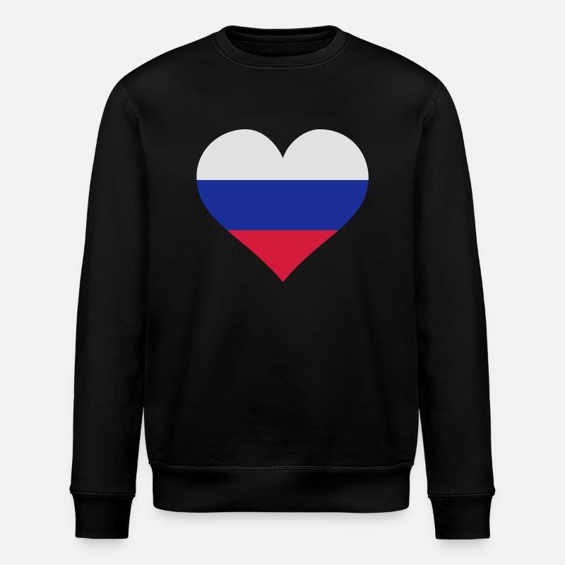 russland herz - Stanley/Stella Unisex Bio-Sweatshirt ROLLER - Schwarz