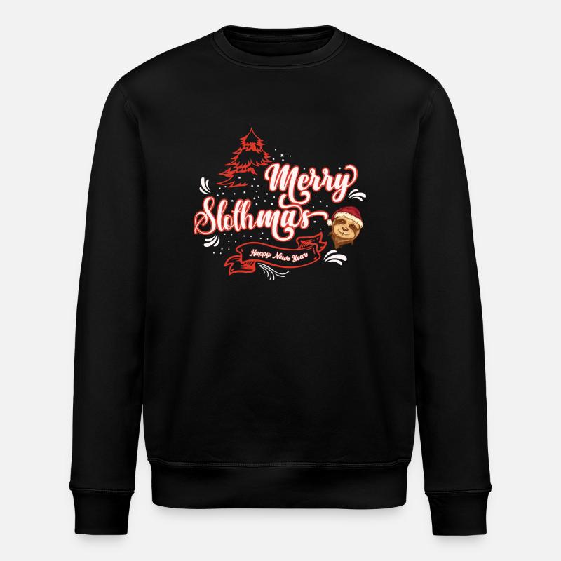 Merry Slothma's Funny Christmas Sloth Lover - Stanley/Stella ROLLER Unisex Organic Sweatshirt - black
