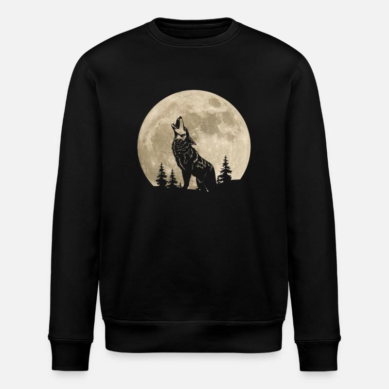 Wolf Moon Forest - Stanley/Stella ROLLER Unisex Organic Sweatshirt - black