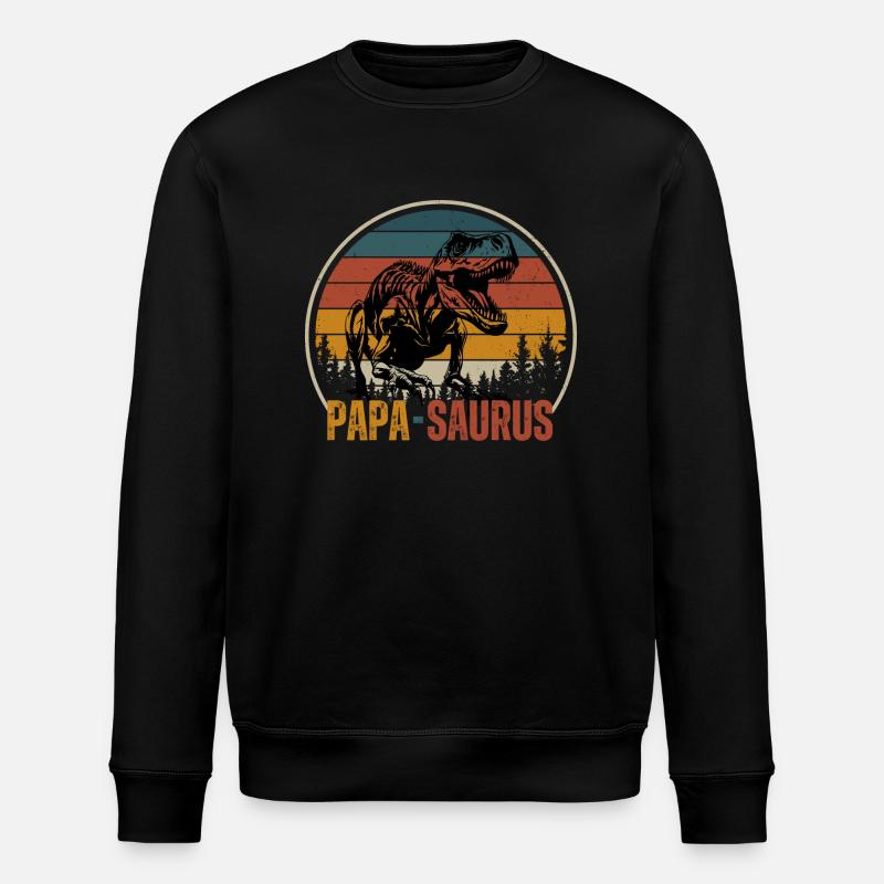 Papa Dinosaurier - Stanley/Stella Unisex Bio-Sweatshirt ROLLER - Schwarz