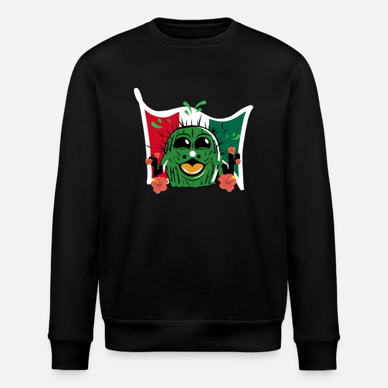 Funny Cactus with Mexico Flag - Stanley/Stella ROLLER Unisex Organic Sweatshirt - black