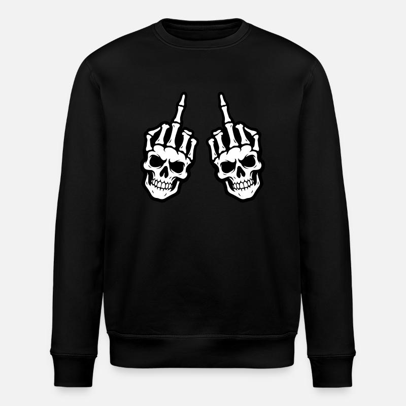 Middle Finger Skeleton Hand - Stanley/Stella ROLLER Unisex Organic Sweatshirt - black