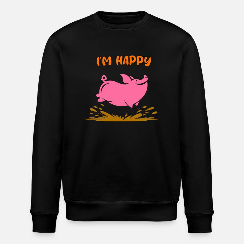 Smiling Pig - Stanley/Stella ROLLER Unisex Organic Sweatshirt - black