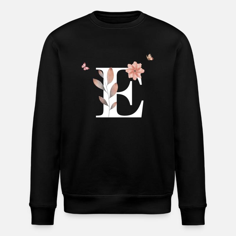 Lettre e fleurs sauvages aquarelles - Sweat bio ROLLER Stanley/Stella Unisexe - noir