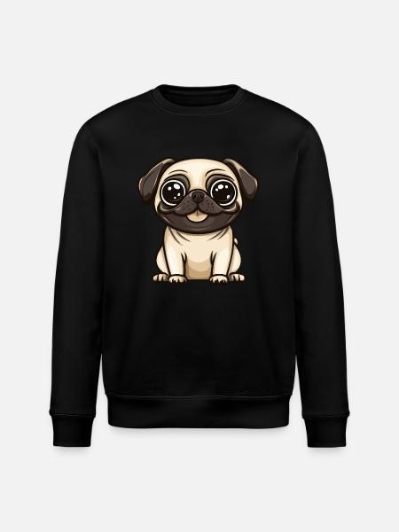 Pug Dog Cute - Stanley/Stella ROLLER Unisex Organic Sweatshirt - black