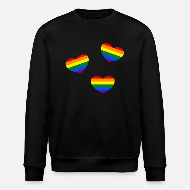 Drapeau de la fierté Coeurs - Sweat bio ROLLER Stanley/Stella Unisexe - noir