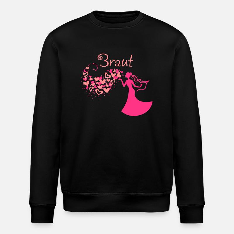 Herzwolken Braut Text - Stanley/Stella Unisex Bio-Sweatshirt ROLLER - Schwarz