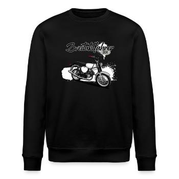 S51 (weiß / Zweitaktfahrer) // Illustration - Stanley/Stella Unisex Bio-Sweatshirt ROLLER - Schwarz - Vorne - Nik (191cm)