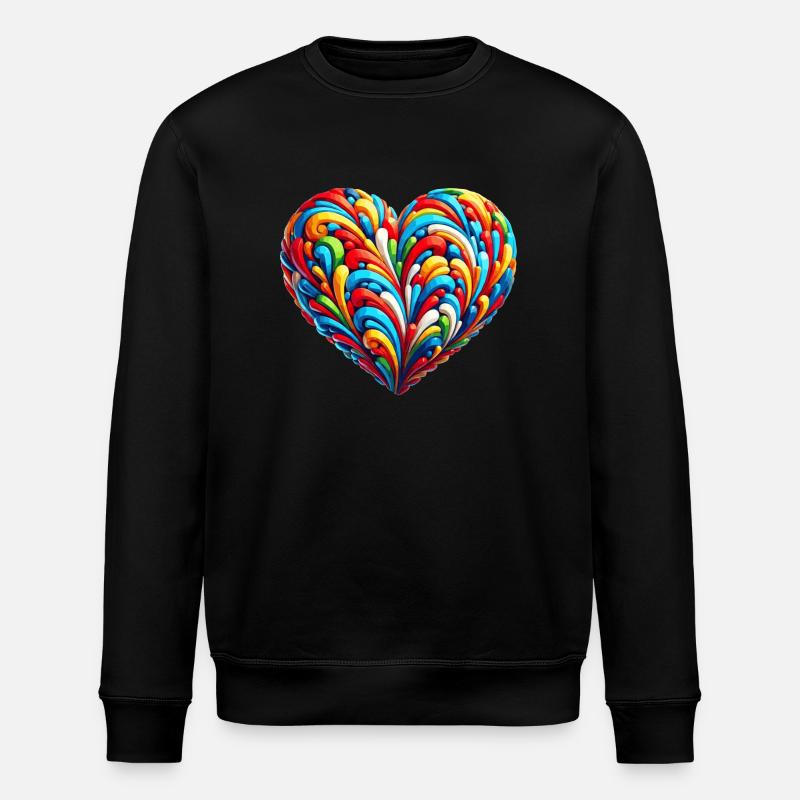 Buntes Regenbogen Herz - Stanley/Stella Unisex Bio-Sweatshirt ROLLER - Schwarz