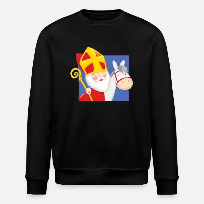 Weihnachtsmann auf Pilz - Stanley/Stella Unisex Bio-Sweatshirt ROLLER - Schwarz