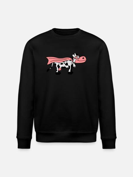 Super Cow Cartoon - Stanley/Stella ROLLER Unisex Organic Sweatshirt - black