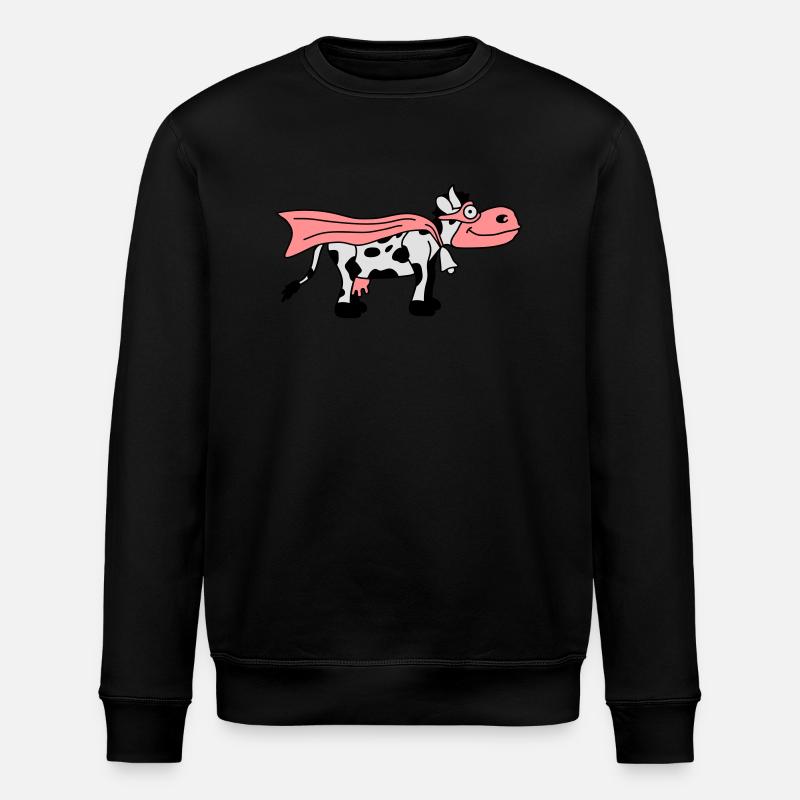 Super Cow Cartoon - Stanley/Stella Unisex Bio-Sweatshirt ROLLER - Schwarz