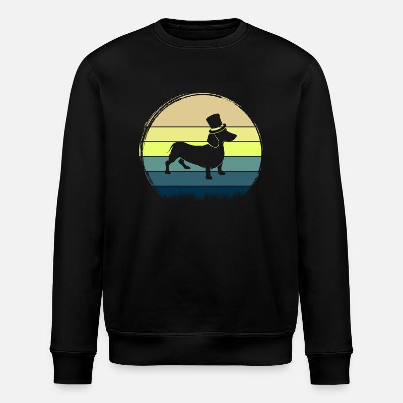 Soleil rétro avec teckel - Sweat bio ROLLER Stanley/Stella Unisexe - noir