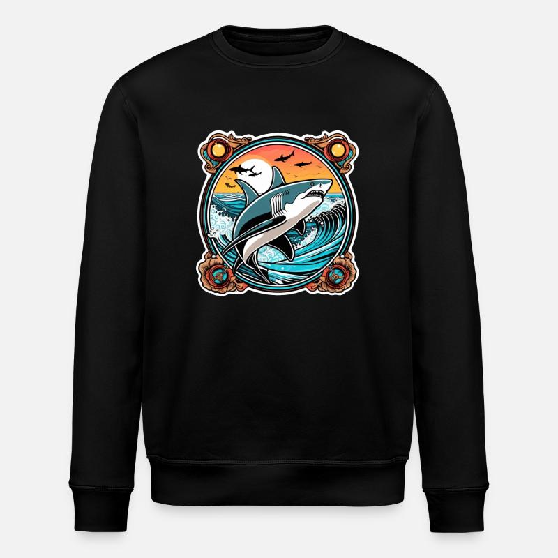 requin et coucher de soleil - Sweat bio ROLLER Stanley/Stella Unisexe - noir