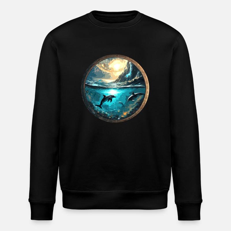delfin,gold,wasser,meer,kreis,episch,spiegelung - Stanley/Stella Unisex Bio-Sweatshirt ROLLER - Schwarz