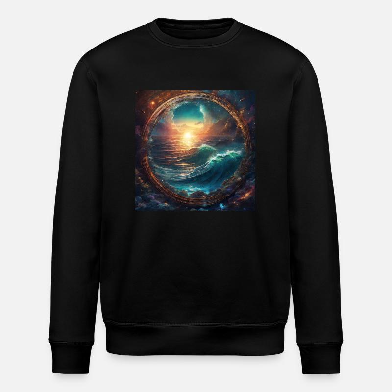 Sea,Water,Sunset,Circle,Gold - Stanley/Stella ROLLER Unisex Organic Sweatshirt - black