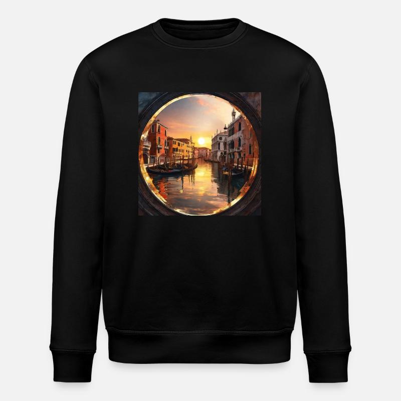 Venice, gold, sunset, reflection - Stanley/Stella ROLLER Unisex Organic Sweatshirt - black