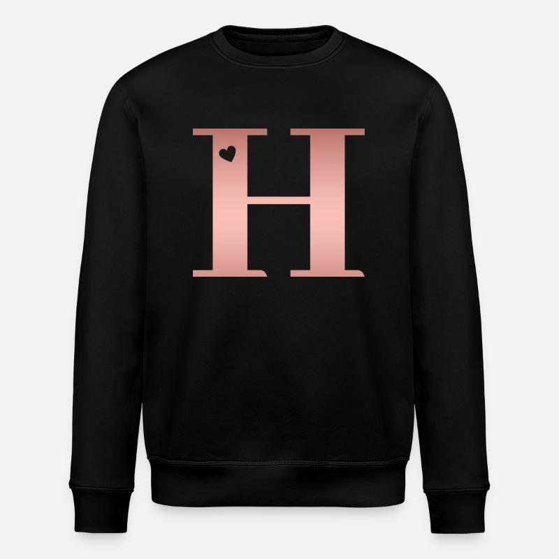 letter H rose gold - Stanley/Stella ROLLER Unisex Organic Sweatshirt - black