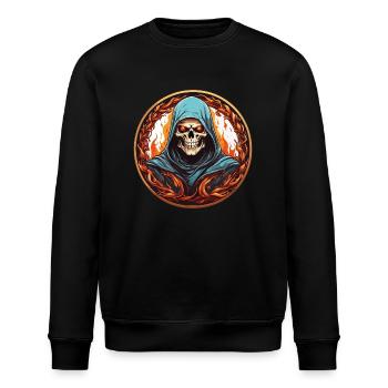 Sensenmann mit Kutte im Feuerkreis - Stanley/Stella Unisex Bio-Sweatshirt ROLLER - Schwarz - Vorne - Nik (191cm)