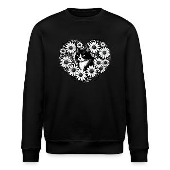 Tuxedo Cat Daisy - Stanley/Stella ROLLER Unisex Organic Sweatshirt - black - Front - Nik (191cm)