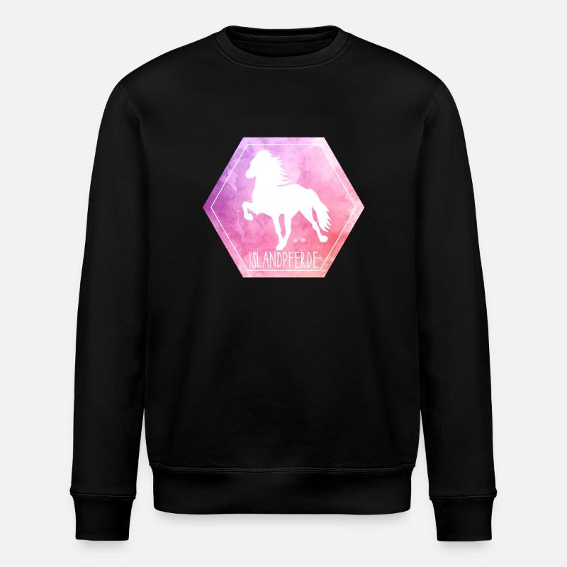 Islandpferd "Hexagon" - Stanley/Stella Unisex Bio-Sweatshirt ROLLER - Schwarz