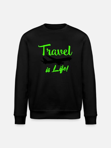 travel is life - Stanley/Stella ROLLER Unisex Organic Sweatshirt - black