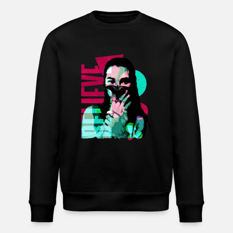 Frau mit Schmetterling - Stanley/Stella Unisex Bio-Sweatshirt ROLLER - Schwarz