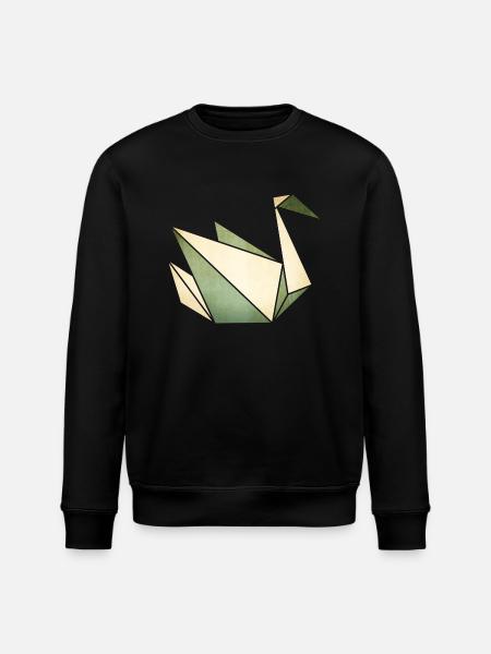 Origami: stolzer Schwan (Pergament-Optik) - Stanley/Stella ROLLER Unisex Organic Sweatshirt - black