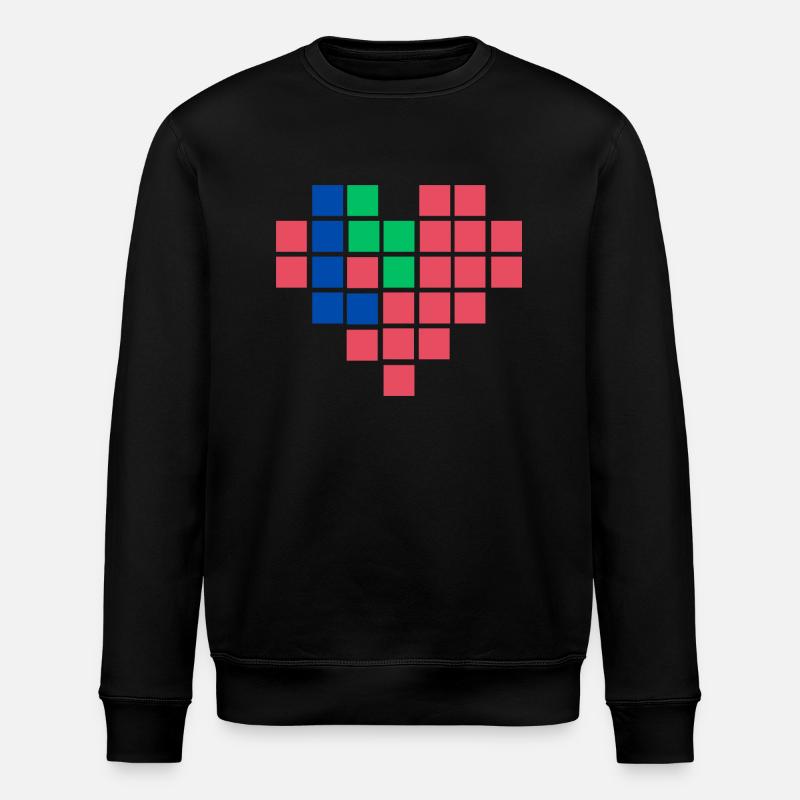 Pixel-Herz - Stanley/Stella Unisex Bio-Sweatshirt ROLLER - Schwarz