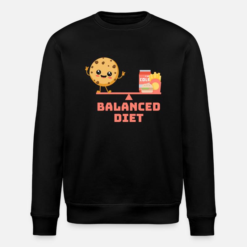balanced cookie fastfood Diet - Stanley/Stella ROLLER Unisex Organic Sweatshirt - black