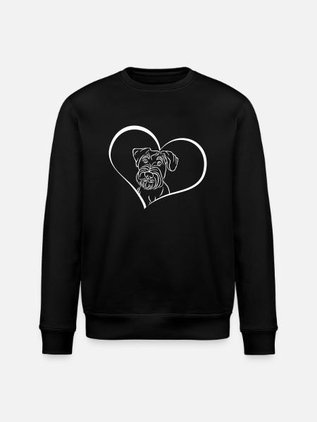 Mittelschnauzer im Herz - Stanley/Stella Unisex Bio-Sweatshirt ROLLER - Schwarz