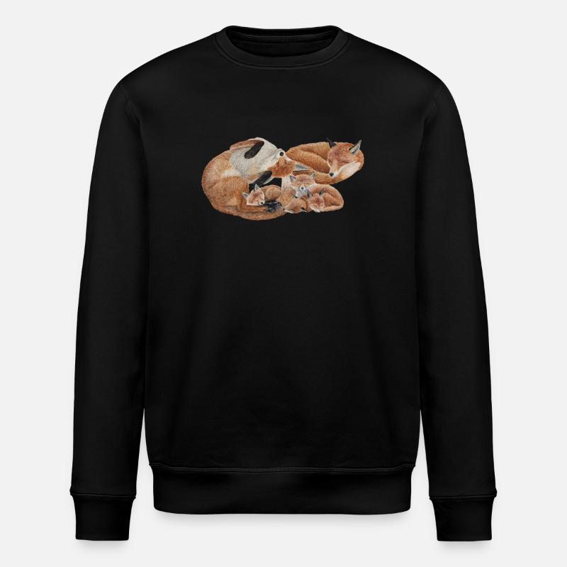 Famille de renards câlins - Sweat bio ROLLER Stanley/Stella Unisexe - noir